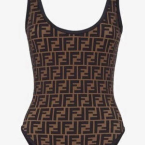 womens-brown-ff-print-swimsuit